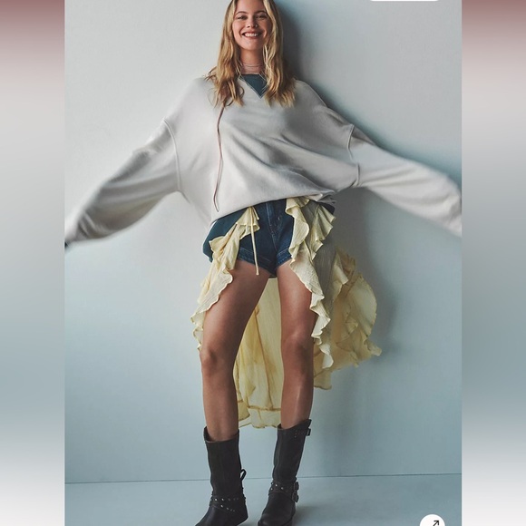 NWOT We the free Classic Crew Color Block Sweatshirt in Tea Combo size Large - Picture 1 of 5